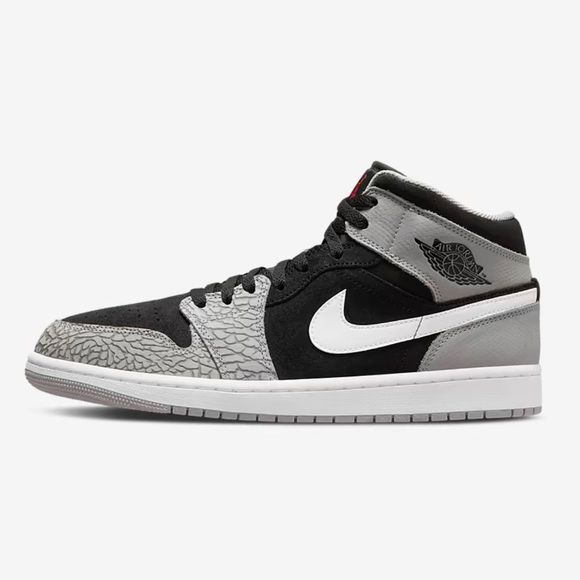Brand New Air Jordan 1 Mid SE Color Black/ White/Light Smoke Grey/University Red - Picture 2 of 7